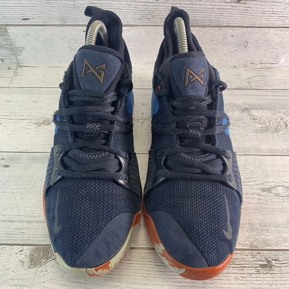 Nike PG 2 Youth Shoes 5.5 Blue Orange Multi Basketball Sports Kids Sneakers Nice